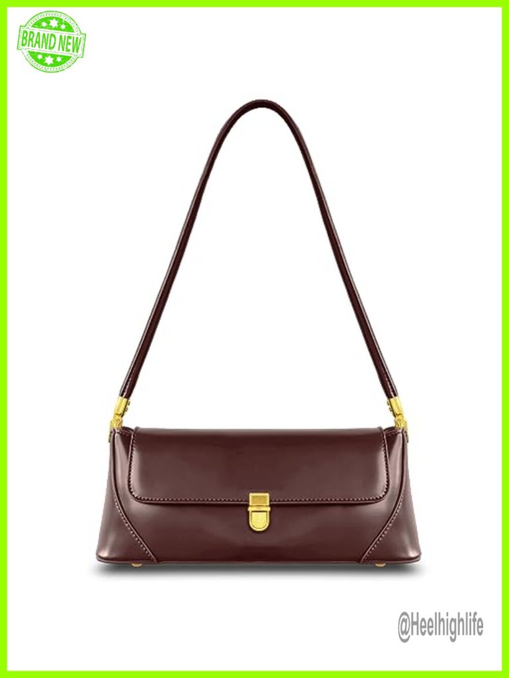 PU Leather Shoulder Bag Satchel Vintage Small Purse Gold Hardware